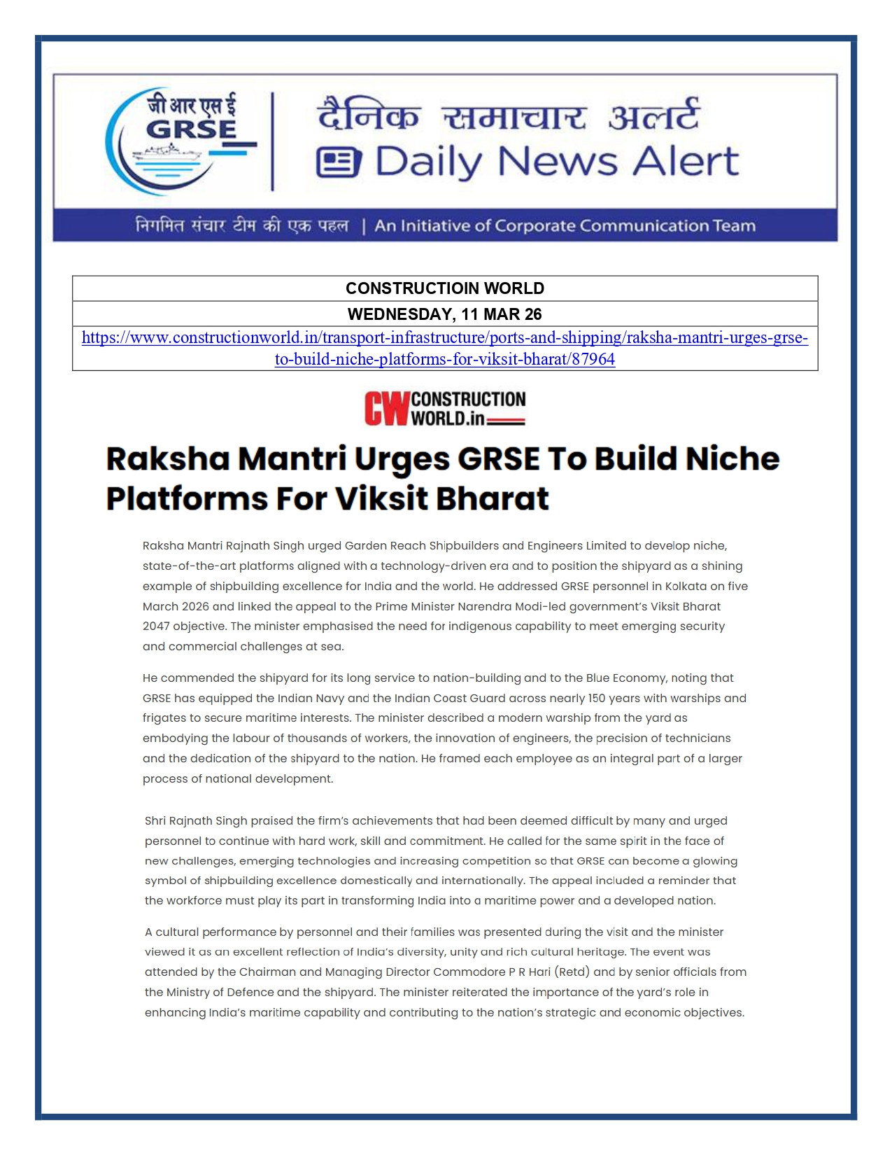  Press Coverage: 12 MAR 26: CHAPTE CHAPTE 